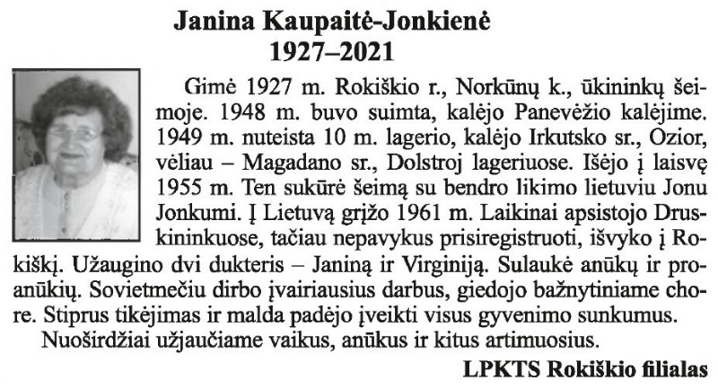 Janina-Jonkienė-Kaupaitė „Tremtinys“, 2021.11.12 Nr. 42